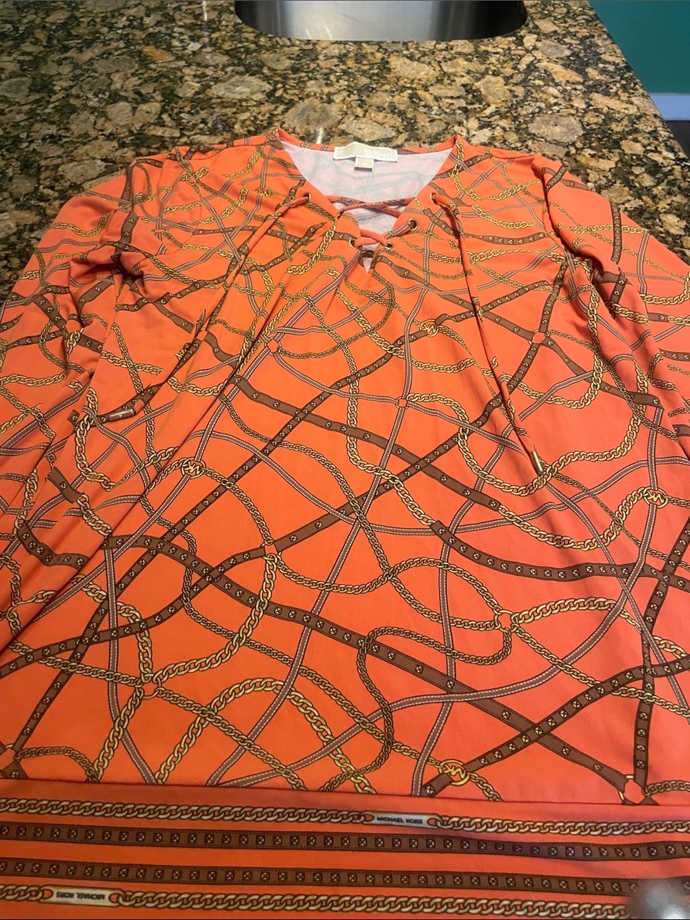 Michael Kors Coral Chain-Print Tunic Top